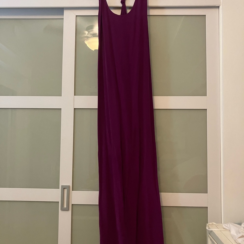 Elegant 100% Silk Purple Maxi Dress